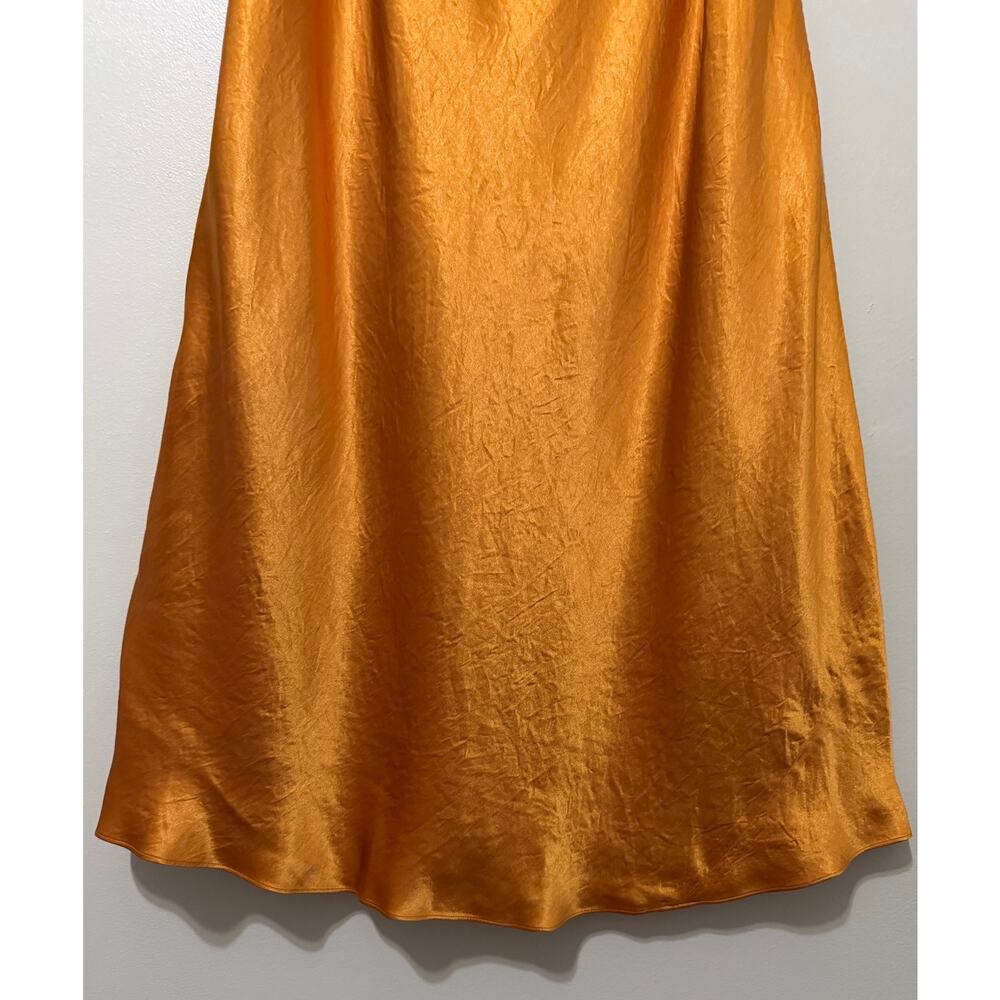 Vince Satin Midi Slip Skirt Gold Sap Orange 1X Luxurious Chic Classy - Picture 10 of 14